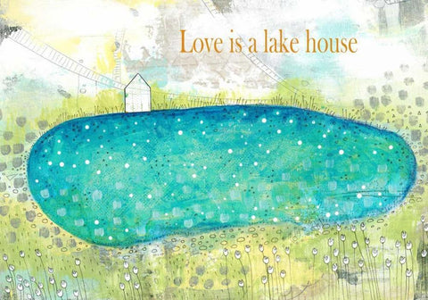 Love is a Lakehouse White Modern Wood Framed Art Print with Double Matting by Ogren, Sarah