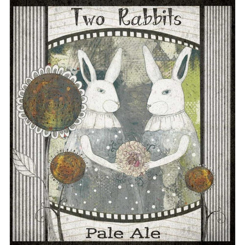 Two Rabbits Pale Ale Black Modern Wood Framed Art Print with Double Matting by Ogren, Sarah