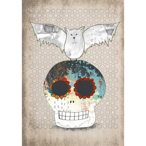 Skull and Bat Black Modern Wood Framed Art Print by Ogren, Sarah