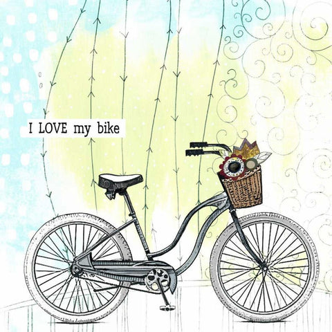 I Love My Bike Black Ornate Wood Framed Art Print with Double Matting by Ogren, Sarah