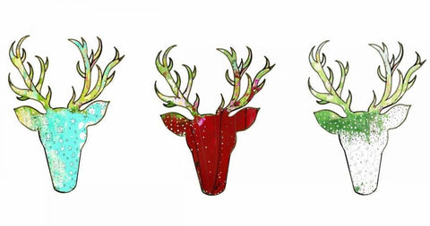 Three Deer Heads Black Ornate Wood Framed Art Print with Double Matting by Ogren, Sarah
