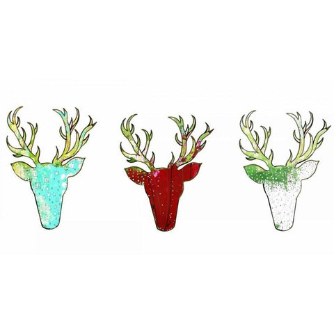 Three Deer Heads Black Modern Wood Framed Art Print by Ogren, Sarah