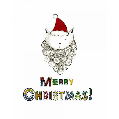 Cat Santa White Modern Wood Framed Art Print by Ogren, Sarah