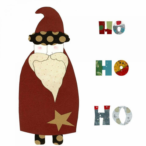 Dark Red Santa White Modern Wood Framed Art Print with Double Matting by Ogren, Sarah