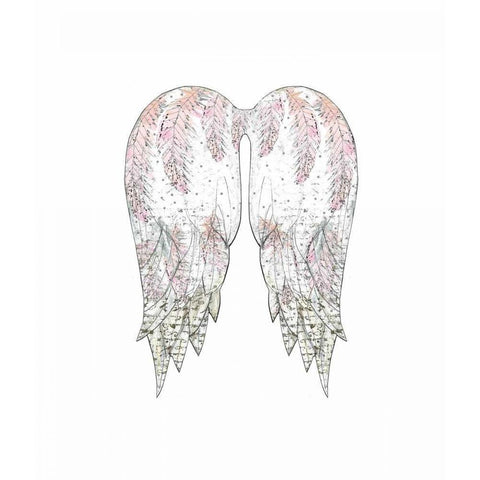 Wings with Pink Feathers Black Modern Wood Framed Art Print by Ogren, Sarah