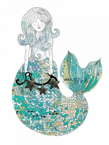 Mermaid II White Modern Wood Framed Art Print with Double Matting by Ogren, Sarah