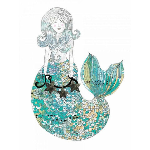 Mermaid II Black Modern Wood Framed Art Print with Double Matting by Ogren, Sarah