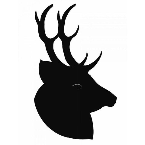 Deer Silhouette Black Modern Wood Framed Art Print with Double Matting by Ogren, Sarah