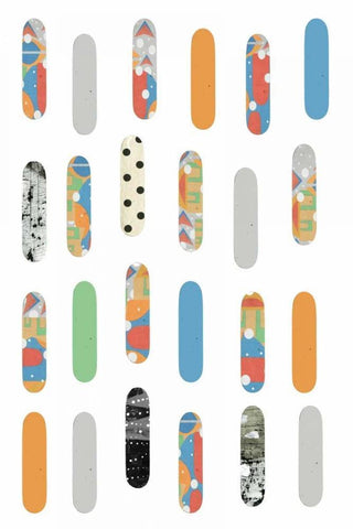 All the Skateboards White Modern Wood Framed Art Print with Double Matting by Ogren, Sarah