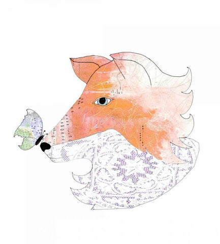 Lace Fox White Modern Wood Framed Art Print with Double Matting by Ogren, Sarah