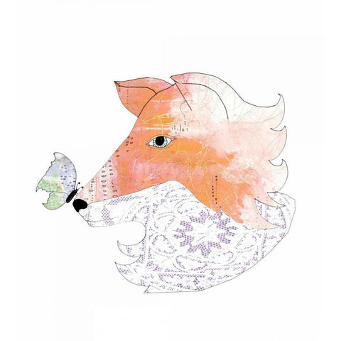 Lace Fox Black Modern Wood Framed Art Print by Ogren, Sarah