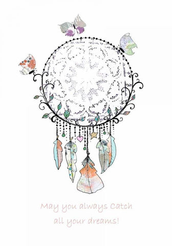 Dream Catcher with Butterflies White Modern Wood Framed Art Print with Double Matting by Ogren, Sarah