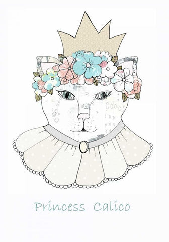 Princess Calico Black Ornate Wood Framed Art Print with Double Matting by Ogren, Sarah