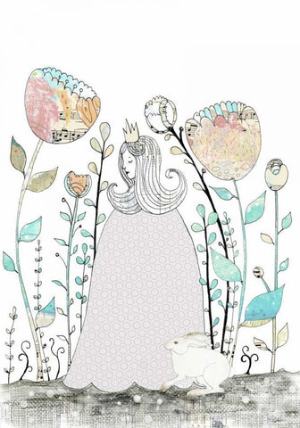 Princess and the Rabbit White Modern Wood Framed Art Print with Double Matting by Ogren, Sarah