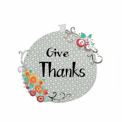 Give Thanks Pumpkin White Modern Wood Framed Art Print by Ogren, Sarah