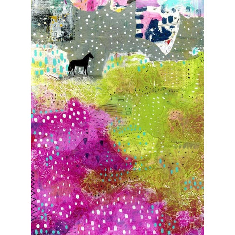 Fuchsia and Lime Pasture Gold Ornate Wood Framed Art Print with Double Matting by Ogren, Sarah
