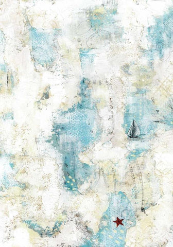 The Starfish and the Sailboat White Modern Wood Framed Art Print with Double Matting by Ogren, Sarah