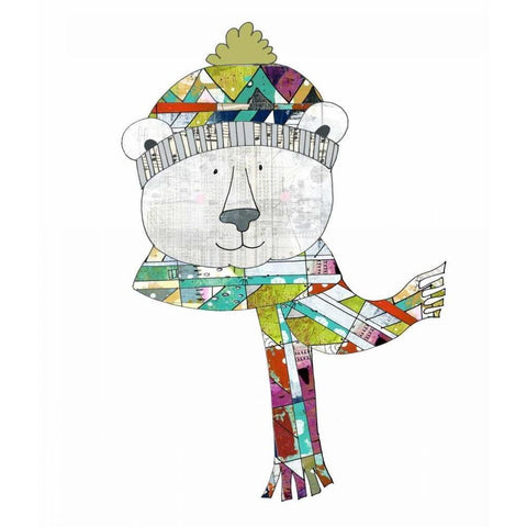 Bear in a Hat and Scarf White Modern Wood Framed Art Print by Ogren, Sarah