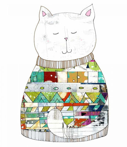 Cat in a Sweater Black Ornate Wood Framed Art Print with Double Matting by Ogren, Sarah