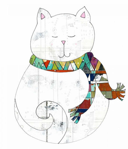 Cat in a Scarf Black Ornate Wood Framed Art Print with Double Matting by Ogren, Sarah