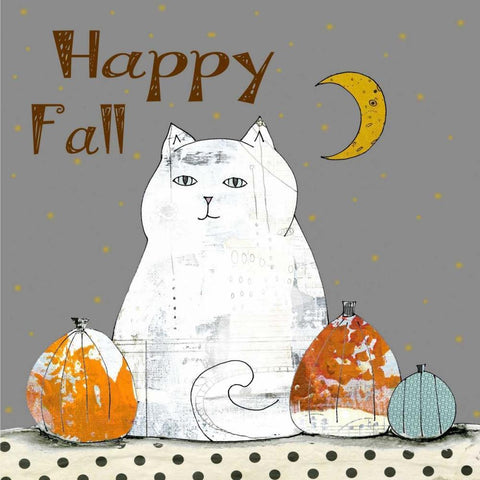 Happy Fall Black Modern Wood Framed Art Print with Double Matting by Ogren, Sarah