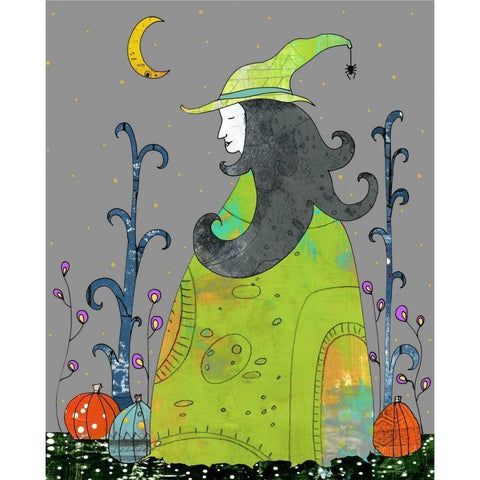 Witch in a Green Dress Gold Ornate Wood Framed Art Print with Double Matting by Ogren, Sarah