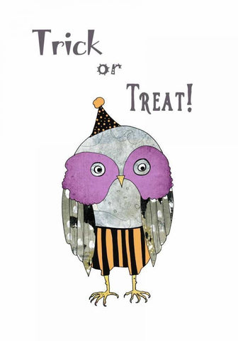 Trick or Treat Owl White Modern Wood Framed Art Print with Double Matting by Ogren, Sarah