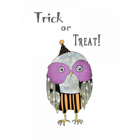 Trick or Treat Owl White Modern Wood Framed Art Print by Ogren, Sarah