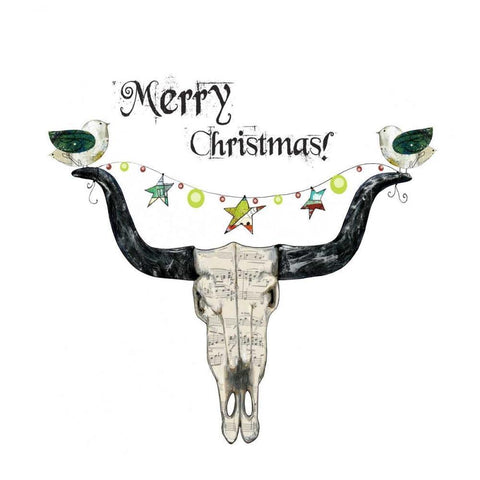 Merry Christmas Skull White Modern Wood Framed Art Print by Ogren, Sarah