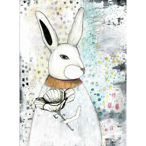 The Rabbit and the Flower Gold Ornate Wood Framed Art Print with Double Matting by Ogren, Sarah