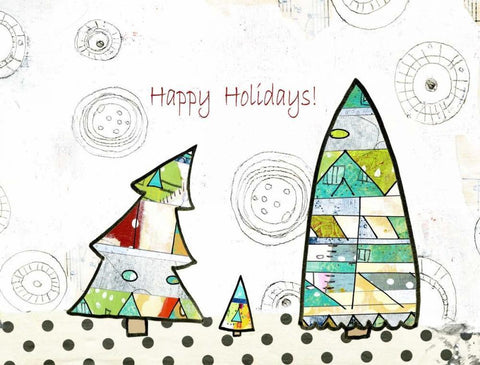 Geometric Trees White Modern Wood Framed Art Print with Double Matting by Ogren, Sarah