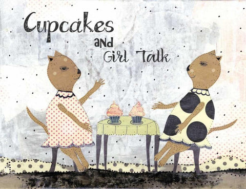 Cupcakes and Girl Talk White Modern Wood Framed Art Print with Double Matting by Ogren, Sarah