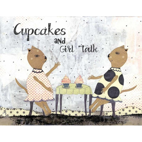 Cupcakes and Girl Talk Black Modern Wood Framed Art Print by Ogren, Sarah