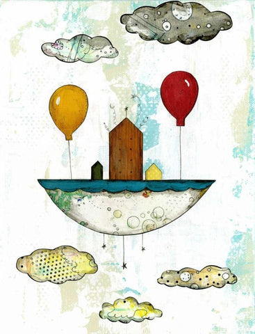 Learn to Go with the Flow White Modern Wood Framed Art Print with Double Matting by Ogren, Sarah