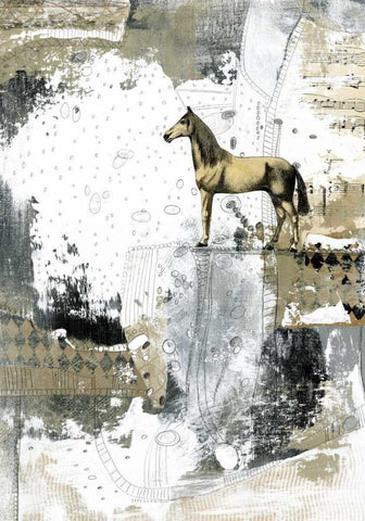 Blonde Horse Black Ornate Wood Framed Art Print with Double Matting by Ogren, Sarah