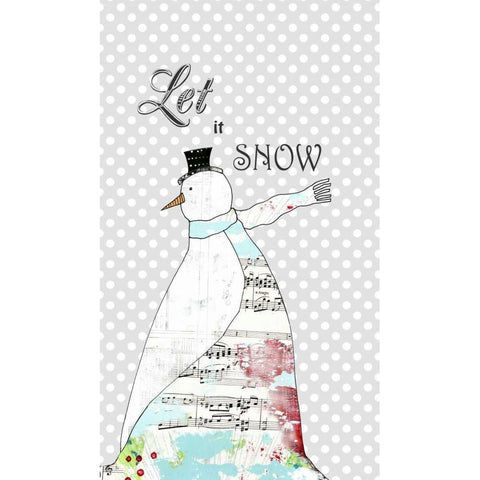 Long Scarf Snowman Gold Ornate Wood Framed Art Print with Double Matting by Ogren, Sarah