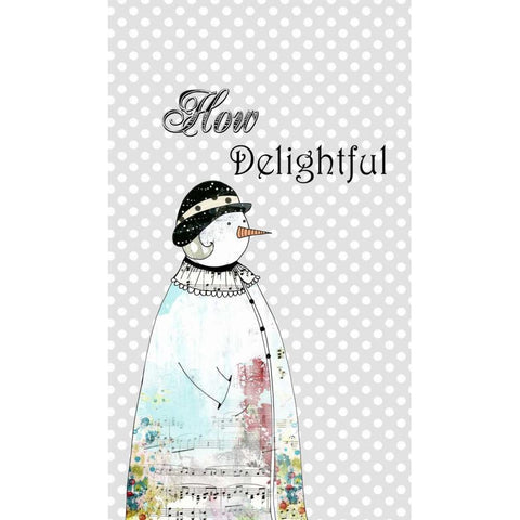 Snow-woman in Cloche Black Modern Wood Framed Art Print by Ogren, Sarah