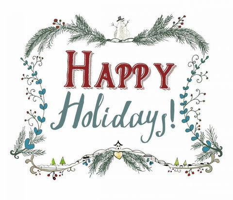 Happy Holidays Wreath White Modern Wood Framed Art Print with Double Matting by Ogren, Sarah