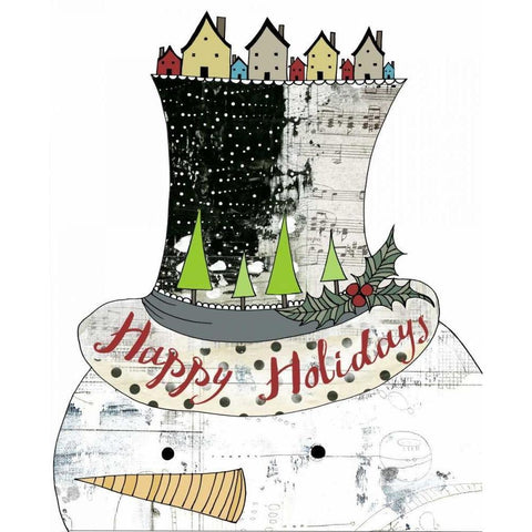 Big Top Hat Snowman White Modern Wood Framed Art Print by Ogren, Sarah