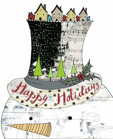 Big Top Hat Snowman Black Ornate Wood Framed Art Print with Double Matting by Ogren, Sarah