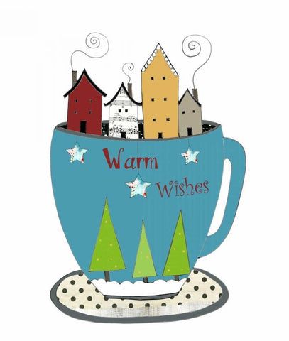 Warm Wishes in a Cup Black Ornate Wood Framed Art Print with Double Matting by Ogren, Sarah