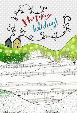 Happy Holidays Houses Black Ornate Wood Framed Art Print with Double Matting by Ogren, Sarah