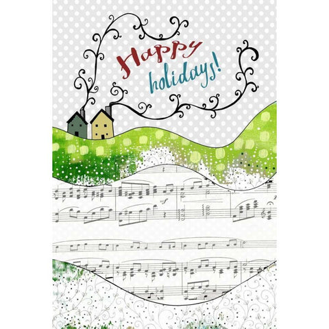 Happy Holidays Houses White Modern Wood Framed Art Print by Ogren, Sarah