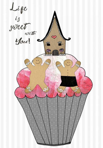 Life is Sweet Gingerbread Black Ornate Wood Framed Art Print with Double Matting by Ogren, Sarah