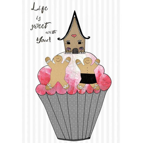Life is Sweet Gingerbread Black Modern Wood Framed Art Print by Ogren, Sarah