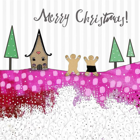 Merry Christmas Gingerbread Black Modern Wood Framed Art Print by Ogren, Sarah