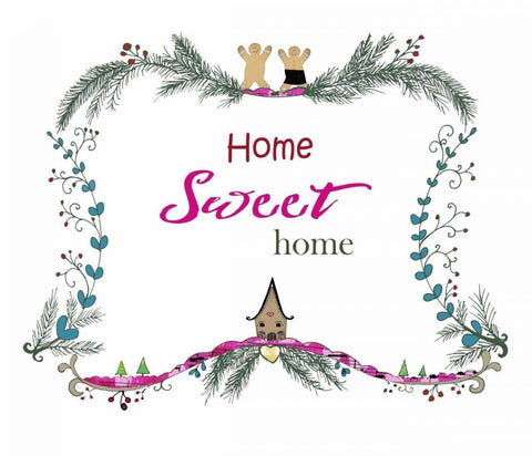 Home Sweet Home Gingerbread Black Ornate Wood Framed Art Print with Double Matting by Ogren, Sarah