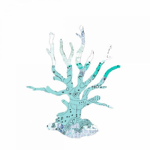 Blue Coral White Modern Wood Framed Art Print with Double Matting by Ogren, Sarah