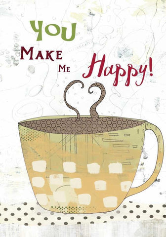 Happy Coffee White Modern Wood Framed Art Print with Double Matting by Ogren, Sarah