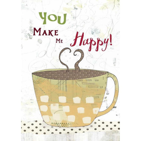 Happy Coffee Black Modern Wood Framed Art Print by Ogren, Sarah